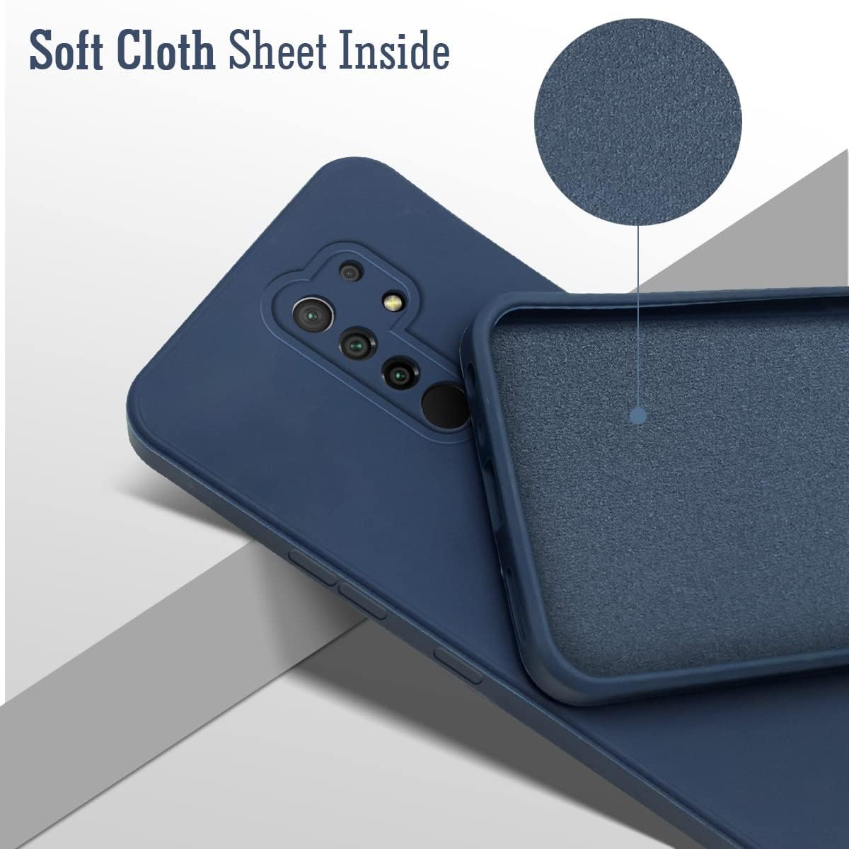 For Poco M2 Back Cover Case (Matte Finish Silicone with Fiber Cloth)