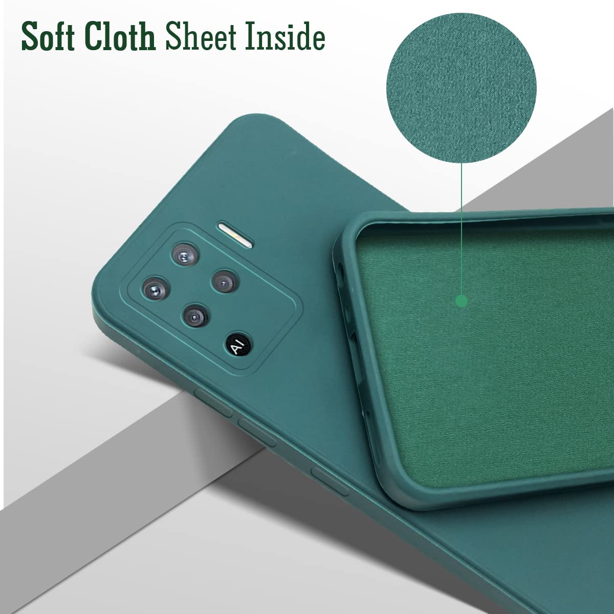 For Oppo Reno5 Lite | Reno 5 Lite Back Cover Case (Matte Finish Silicone with Inside Fiber Cloth)