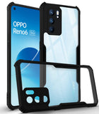 For Oppo Reno6 5G | Reno 6 5G Back Cover Case (Crystal Glass Back | Camera Protection | Shockproof Bumpers | Professional Black)