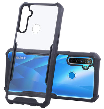 For Realme 5 | Realme 5s | Realme 5i Hard PC Crystal Bumper Shockproof Back Cover Case with Camera Protection (Matte Black)