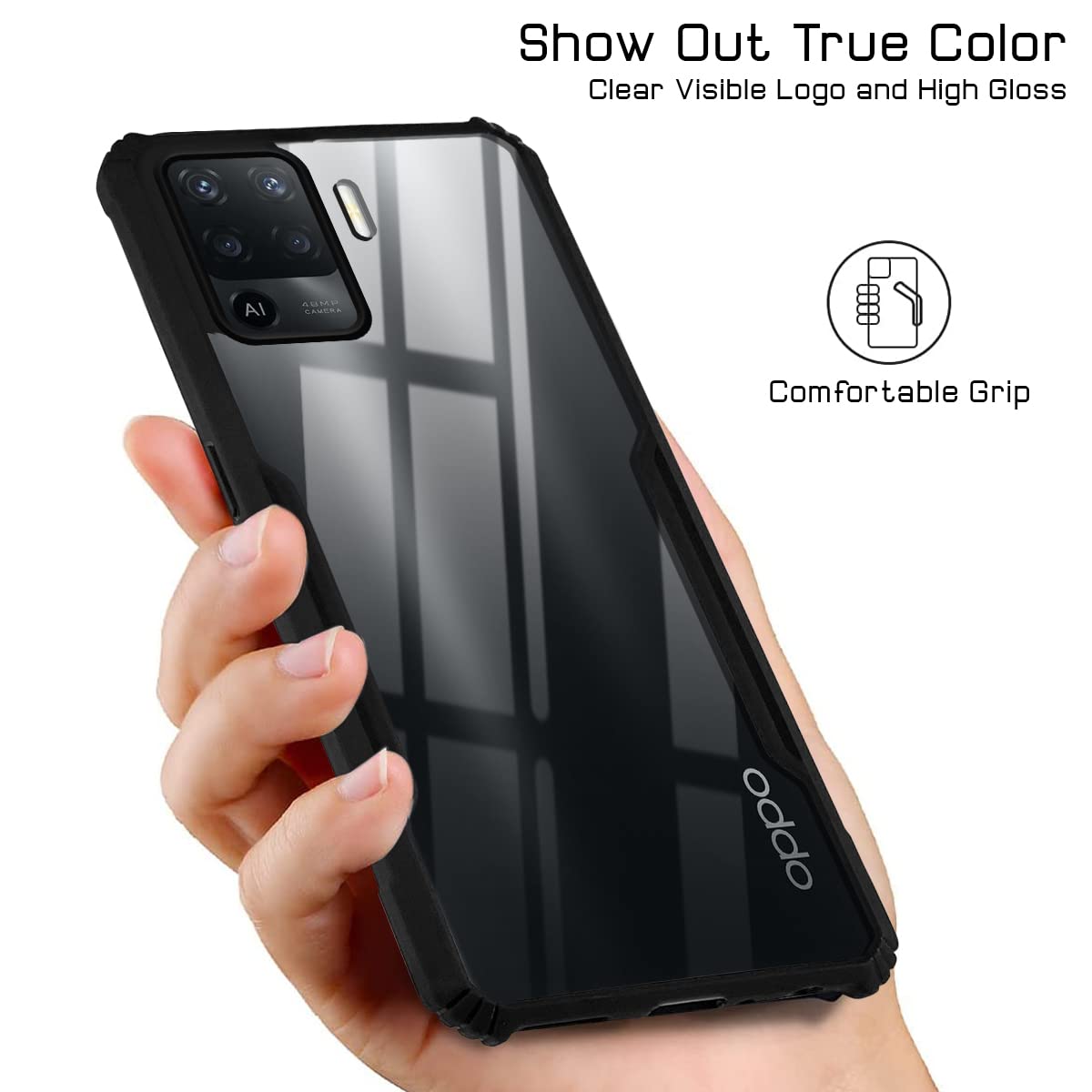 For Oppo A94 Back Cover Case (Hard PC Crystal Bumper Shockproof with Camera Protection)