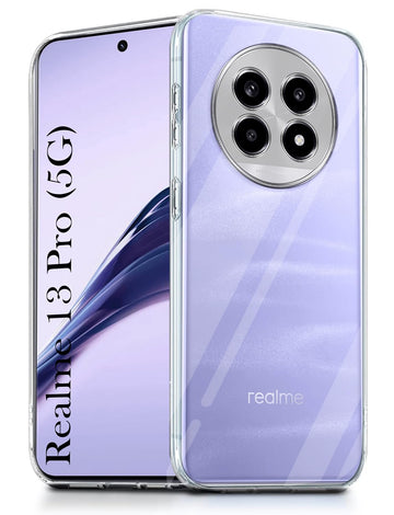 For Realme 13 Pro | Realme 13 Pro Plus 5G Back Cover( Silicone Clear Shockproof Case with Camera Protection and Dust Plugs | Transparent)