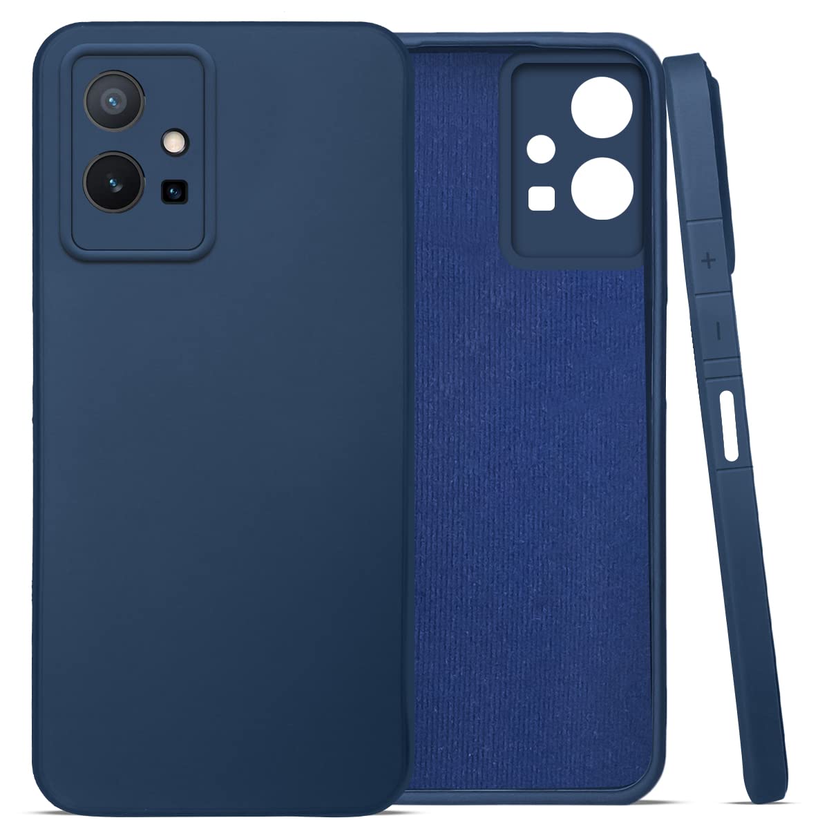 For Vivo Y75 5G | Y55 5G Back Cover Case (Matte Finish Silicone with Inside Fiber Cloth)