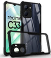 For Realme C33  Back Case Cover (Polycarbonate with Shockproof Clear Panel | Crystal Glass Back | Camera Protection | Black)