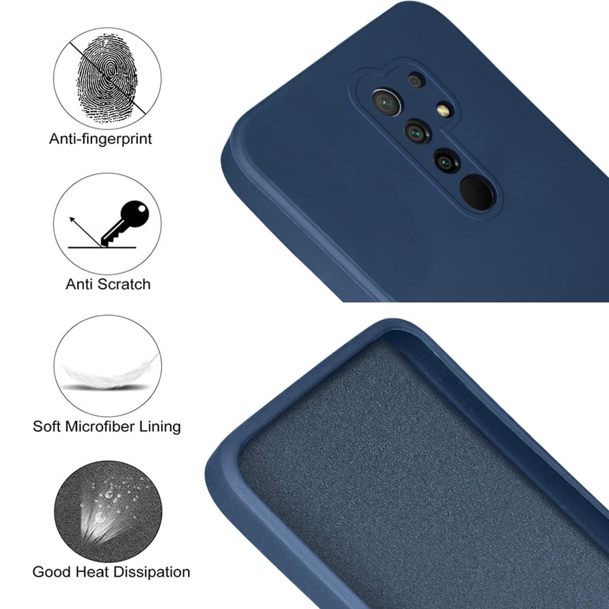 For Poco M2 Back Cover Case (Matte Finish Silicone with Fiber Cloth)