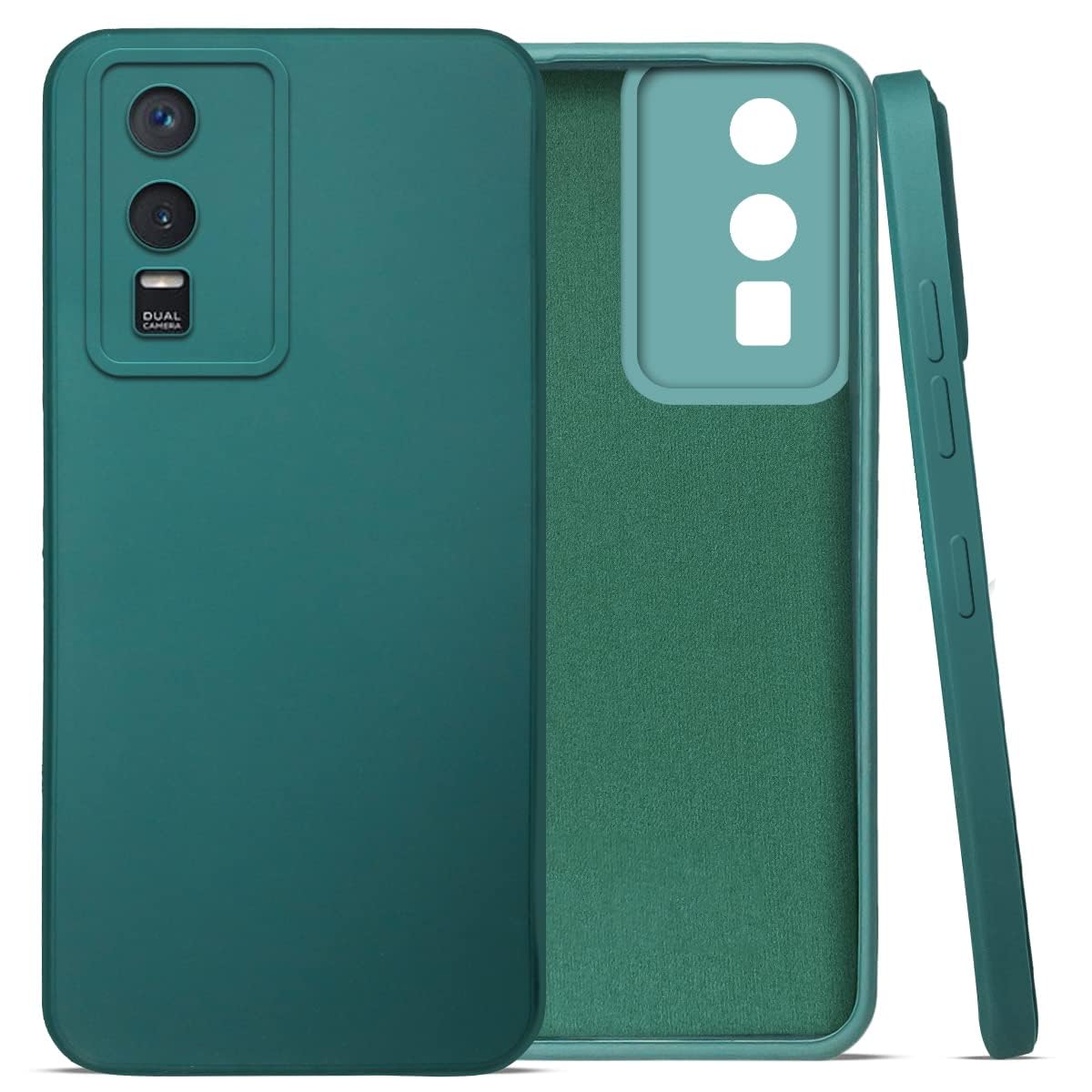 For Vivo Y76 5G | Y76s 5G Back Cover Case ( Matte Silicone with Inside Fiber cloth |Black )