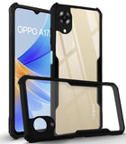 For Oppo A17K Back Case Cover (Crystal Glass Back | Camera Protection | Shockproof Bumpers)