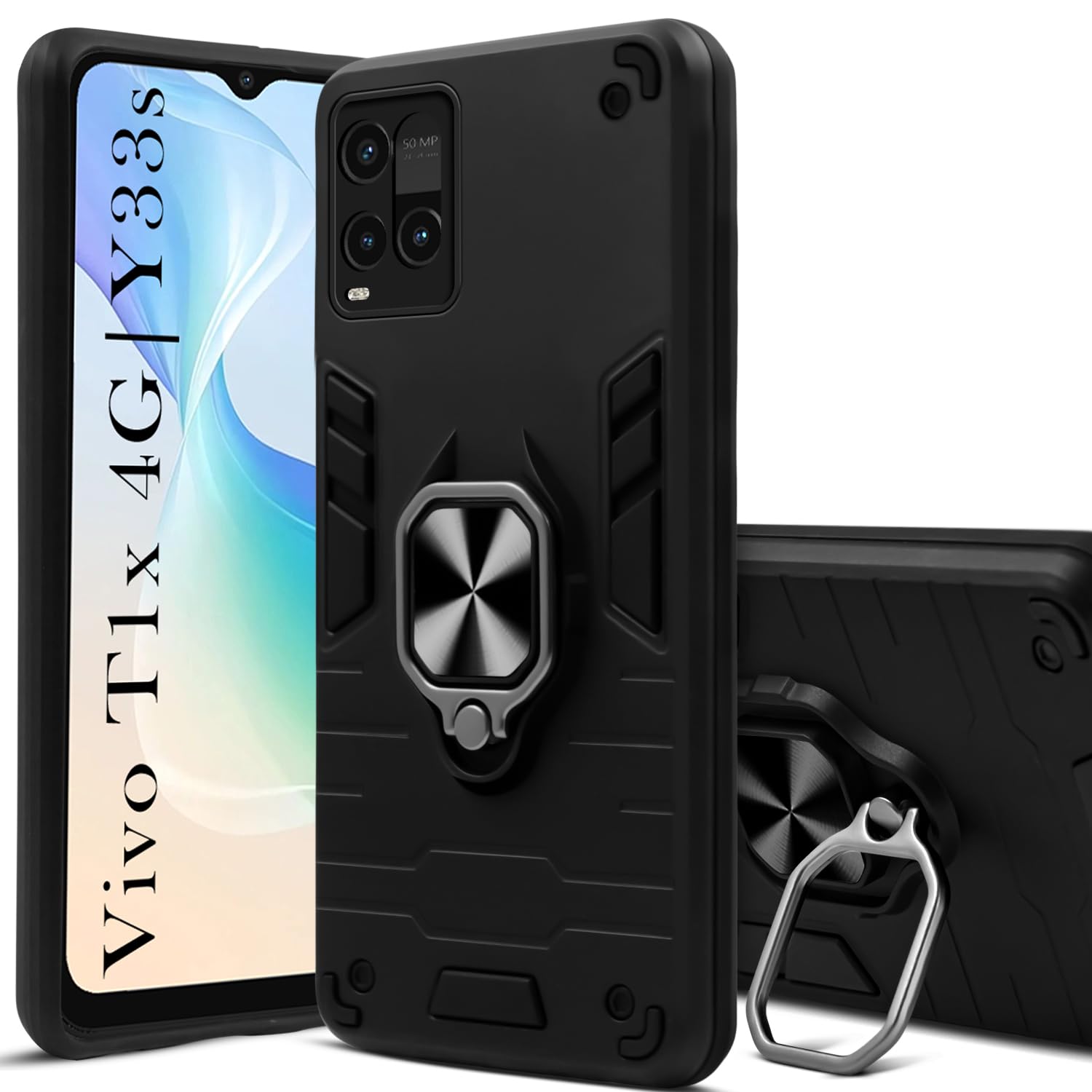 For Vivo T1x 4G (India) Back Cover Case (Shockproof Polycarbonate Dual Layer Hybrid Armor)