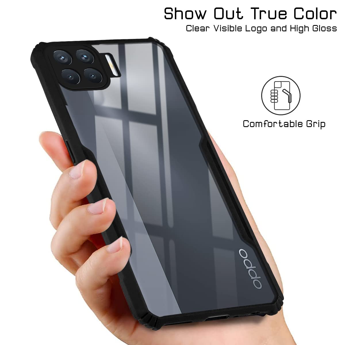 For Oppo Reno4 Lite | Reno 4 Lite Back Cover Case Hard PC Crystal Bumper Shockproof  with Camera Protection