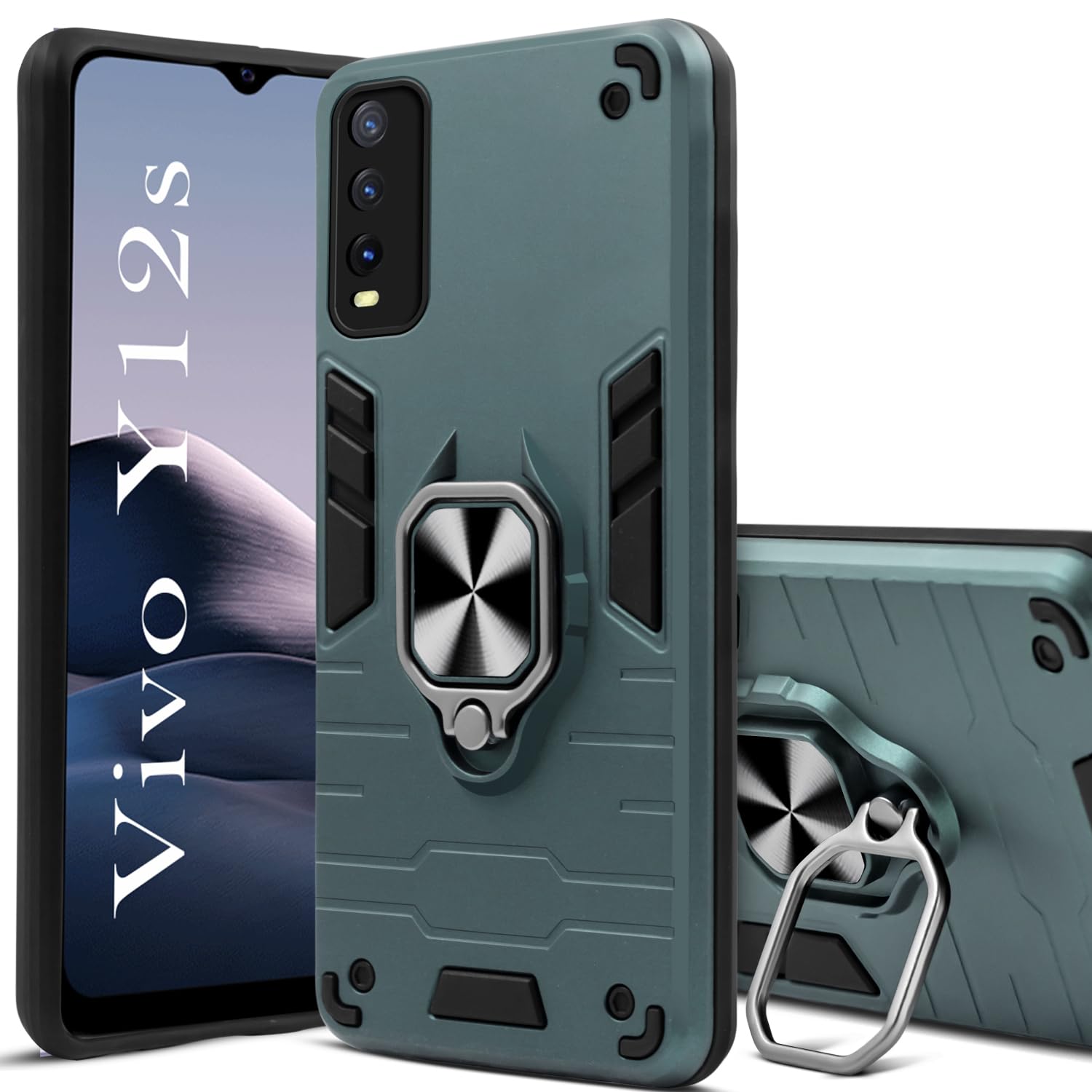 For Vivo Y12s Back Cover Case (Shockproof Polycarbonate Dual Layer Hybrid Armor)