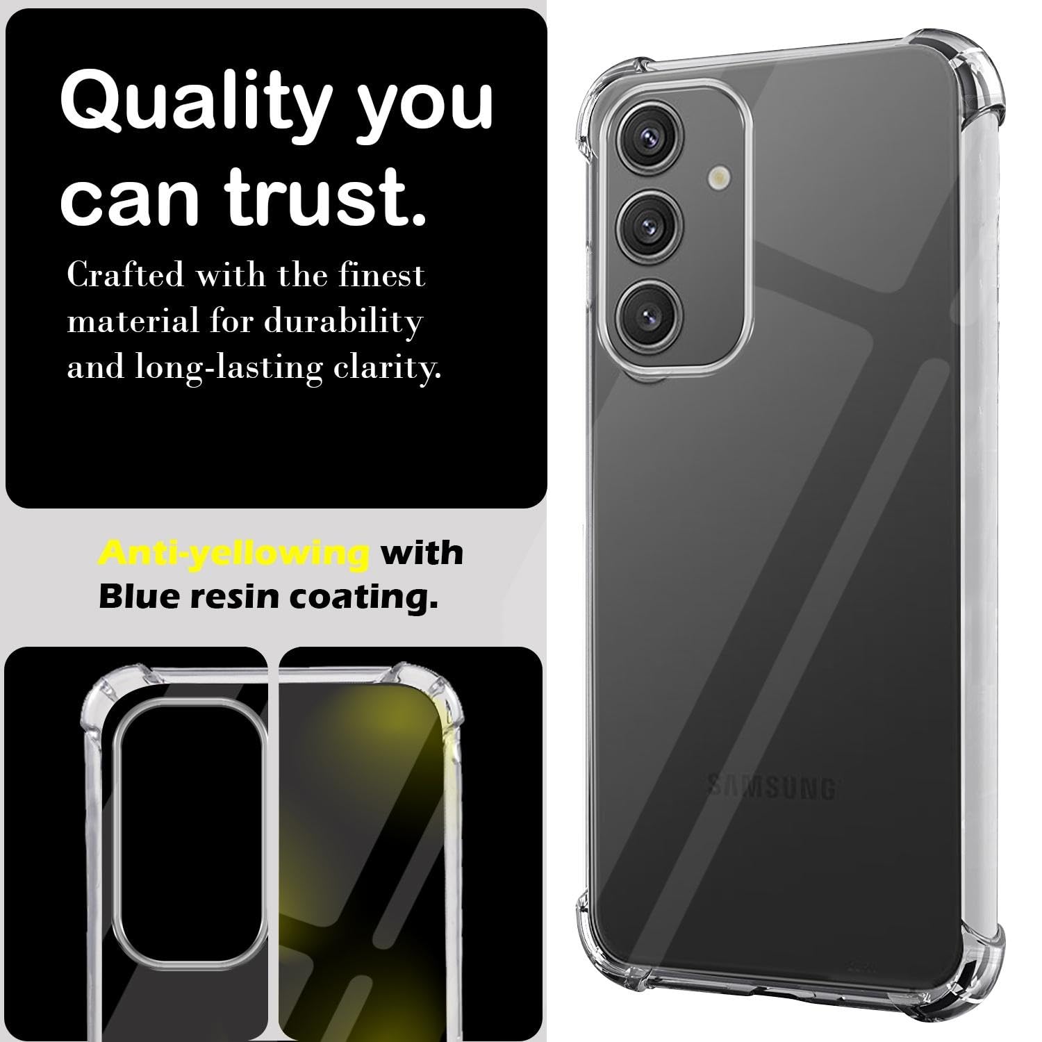 For Samsung Galaxy S24 | Samsung Galaxy S25 Back Cover Case (Hard Crystal Clear | Shockproof Bumpers)