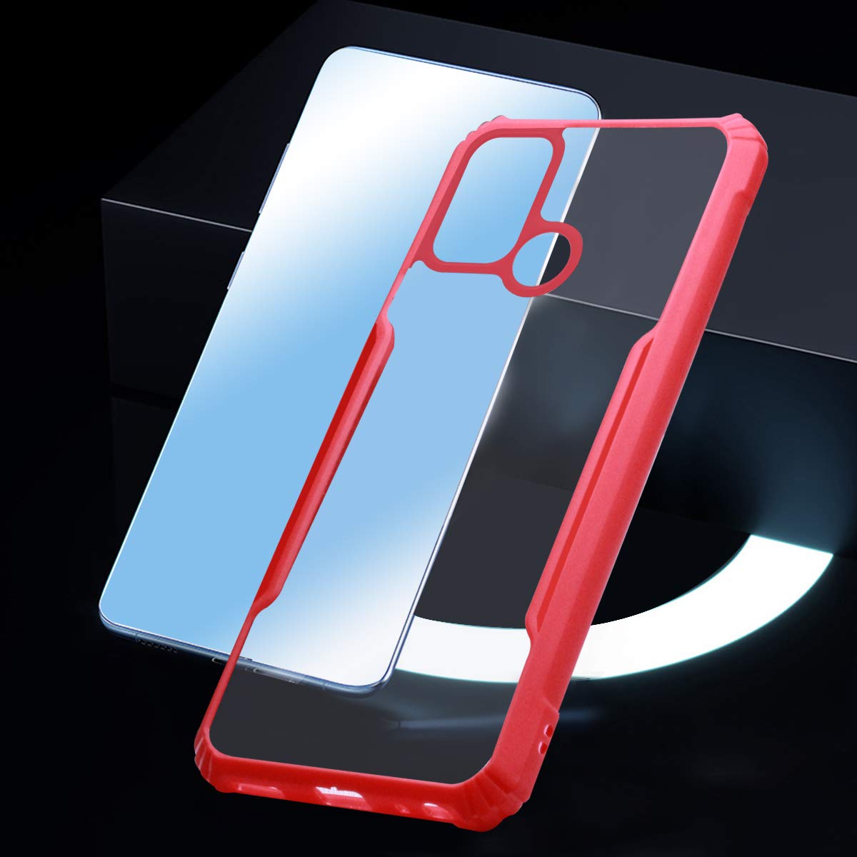 For Realme 7i Back Cover Case ( Shockproof with Polycarbonate Clear Panel | Professional Black)