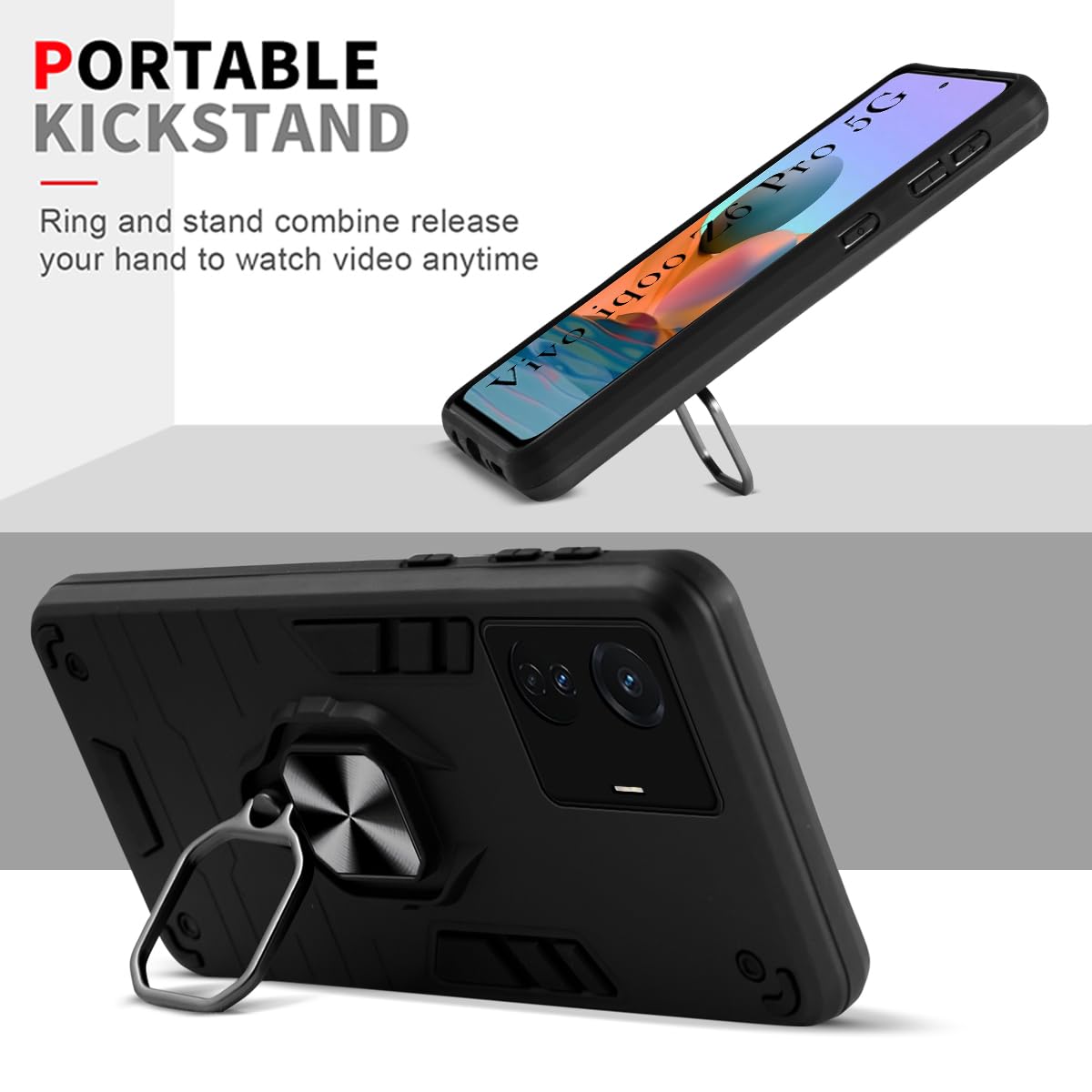 For Vivo iQOO Z6 Pro Back Cover Case (Shockproof Polycarbonate Dual Layer Hybrid Armor)