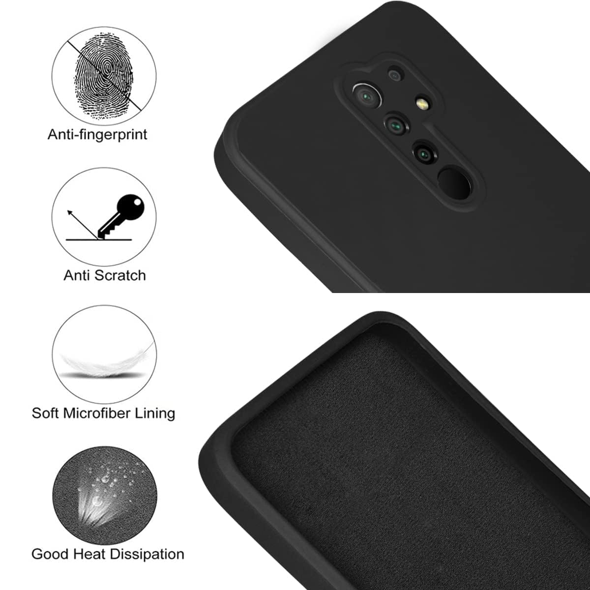 For Poco M2 Back Cover Case (Matte Finish Silicone with Fiber Cloth)