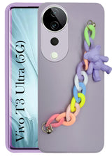 For Vivo T3 Ultra Back Cover Girls Case with Bracelet (Wrist Hanging Chain | Teddy Toy Cartoon)