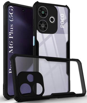 For Poco M6 Plus 5G Back Cover Case (Shockproof with Polycarbonate Clear Panel)