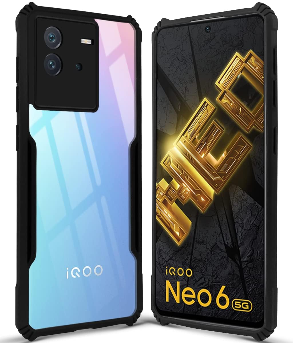 For Vivo iQOO Neo 6 Back Cover Case (Shockproof with Polycarbonate Clear Panel)