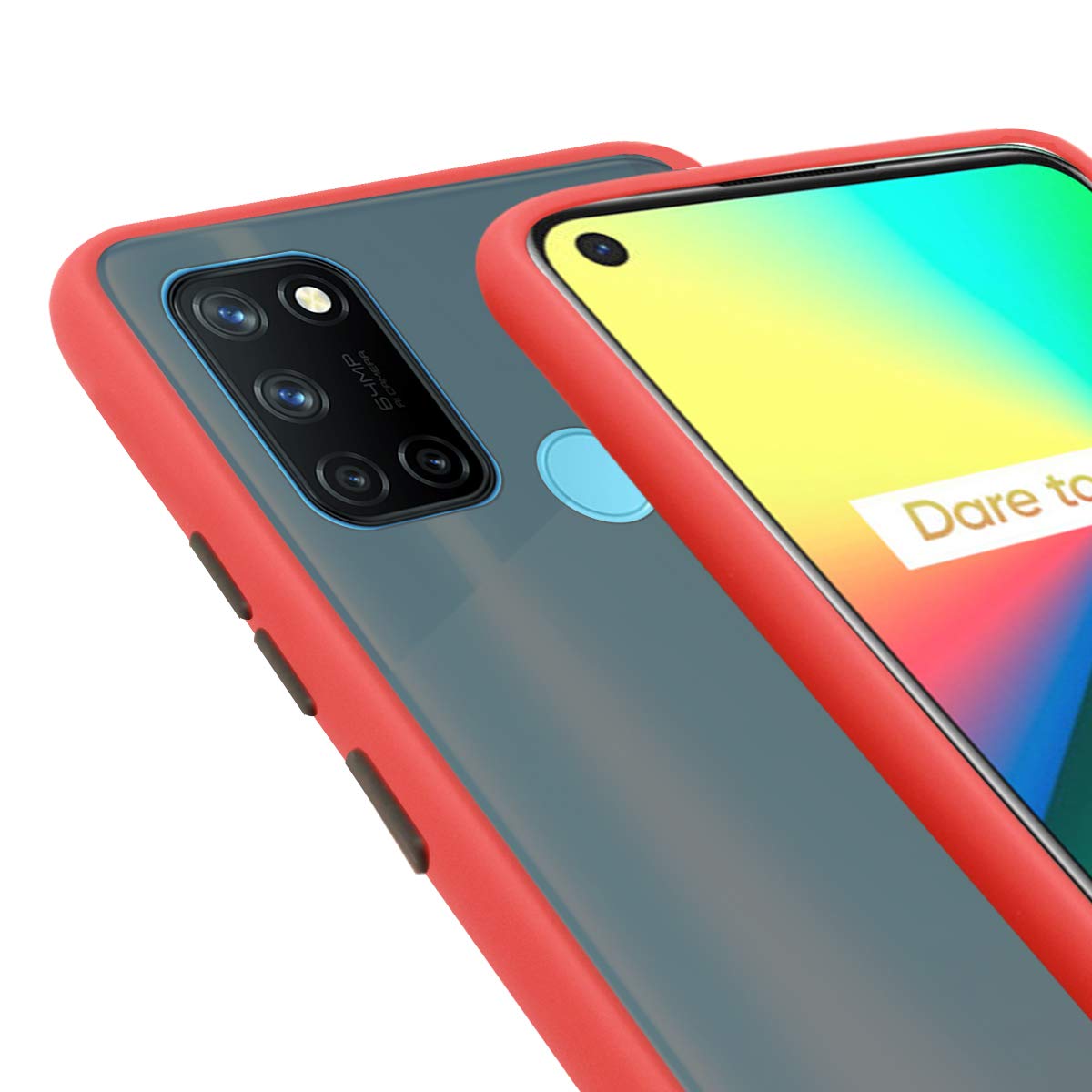 For Realme 7i Back Cover Case ( Shockproof with Polycarbonate Clear Panel | Professional Black)