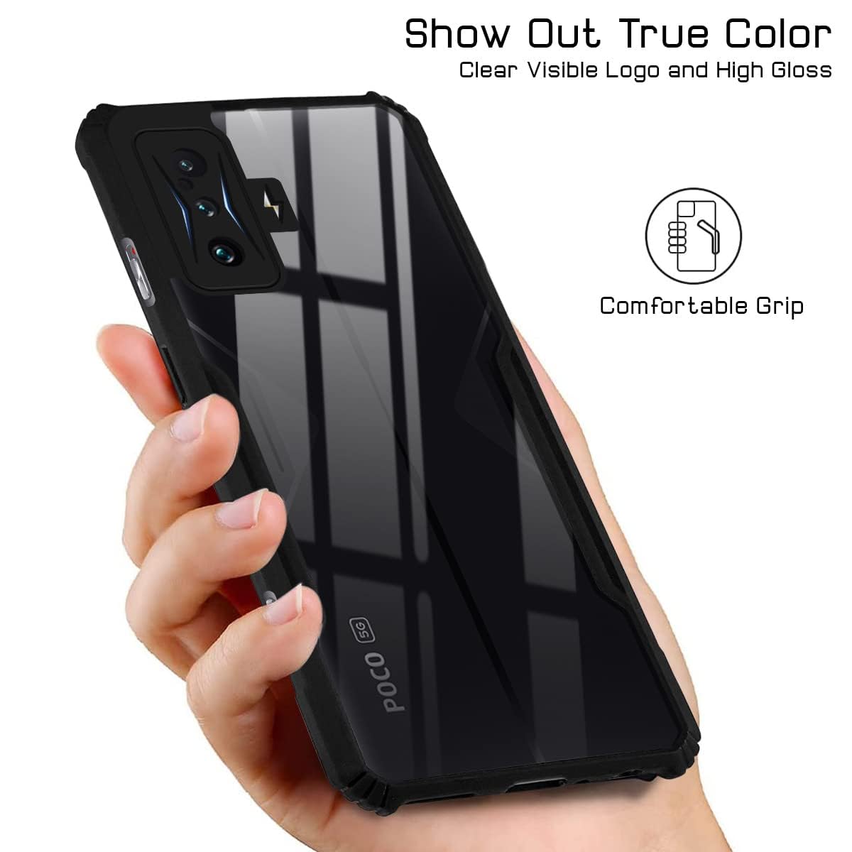 For Poco F4 GT Back Cover Case (Shockproof with Polycarbonate Clear Panel)