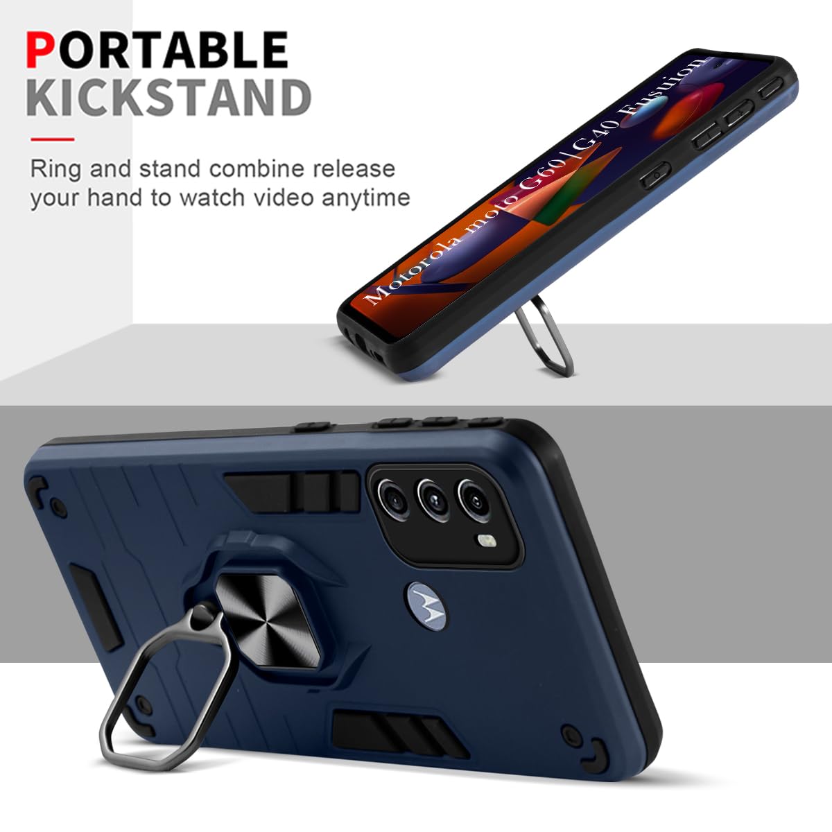 For Moto G40 Fusion | G60 Back Cover Case (Shockproof Polycarbonate Dual Layer Hybrid Armor | Robust Black)