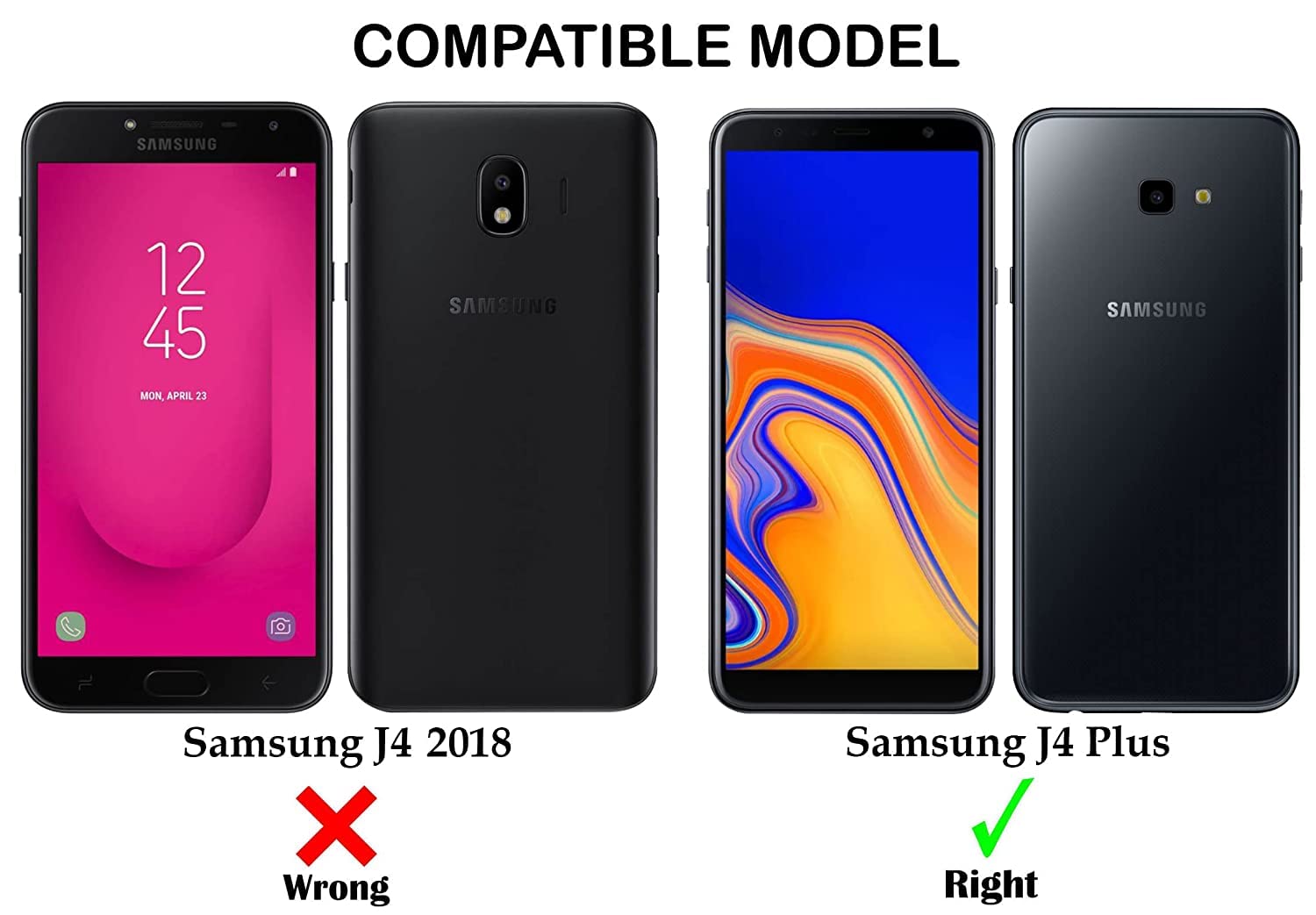 For Samsung Galaxy J4 Plus Back Cover Case (Crystal Glass Back | Shockproof Bumpers)