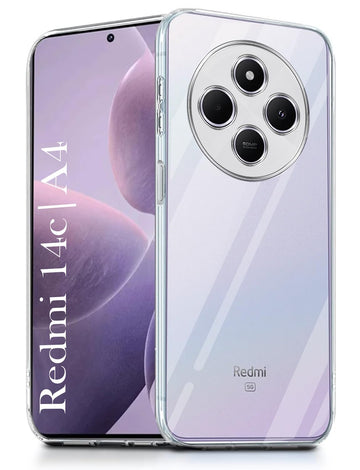 For Redmi A4 5G | Xiaomi Redmi 14C Back Cover ( Silicone Clear Shockproof Case with Camera Protection | Soft and Flexible | Transparent)