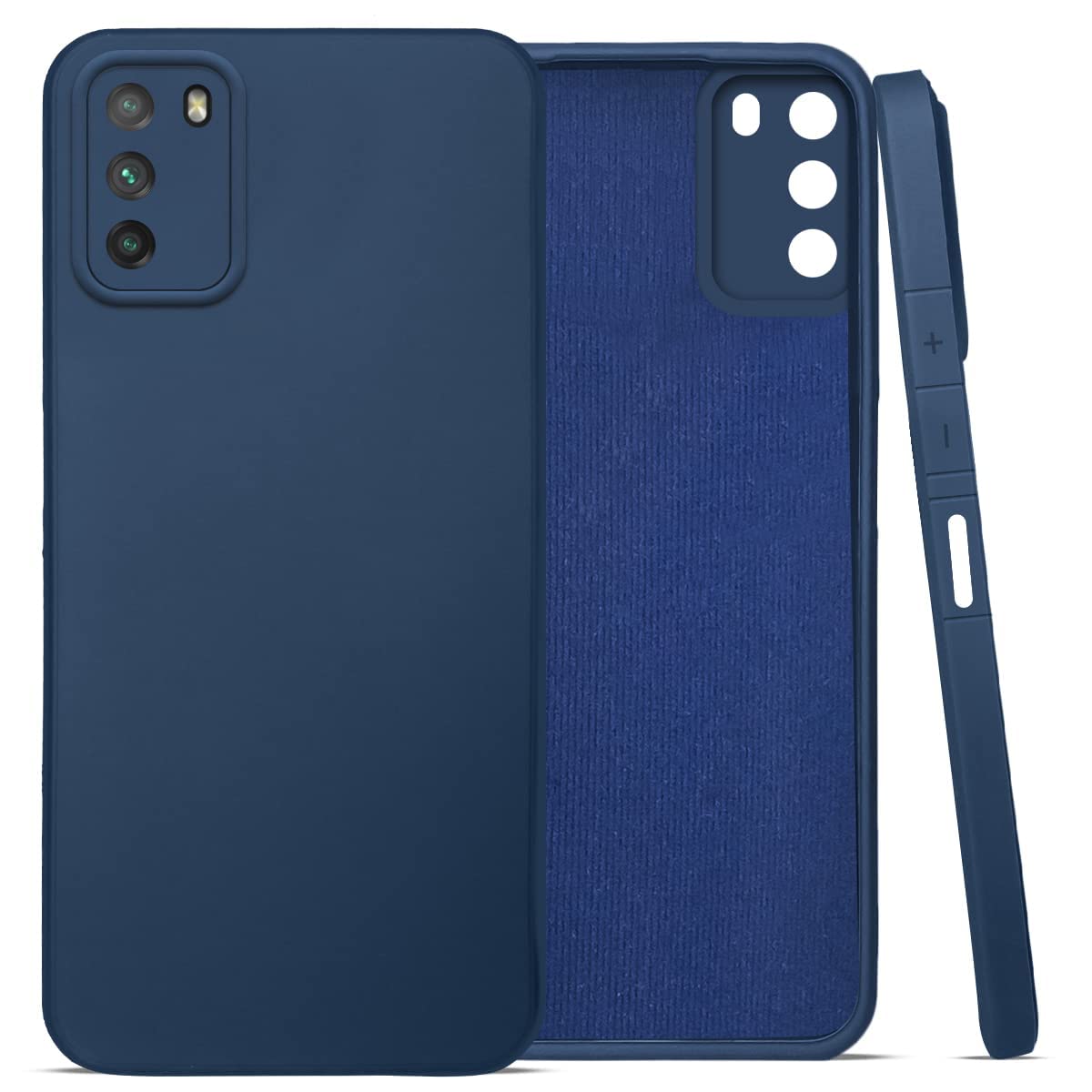 For Poco M3 Back Cover Case (Matte Finish Silicone with Inside Fiber Cloth)