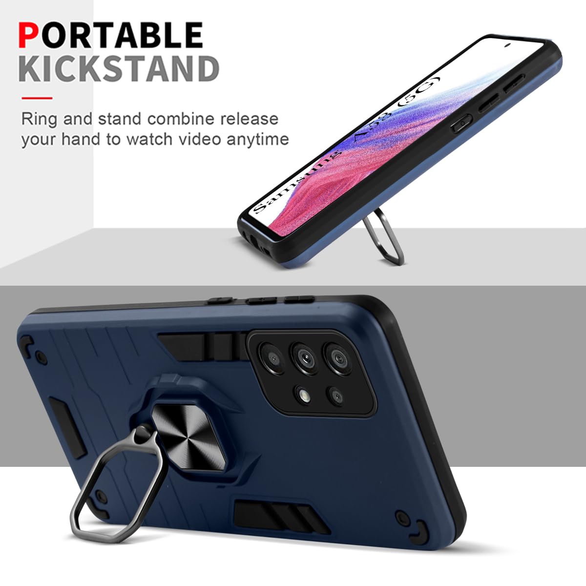For Samsung Galaxy A53 5G Back Cover Case (Dual Embossed Design |Heavy Duty Screen and Camera Protection | Skidproof Texture | Matte Black)