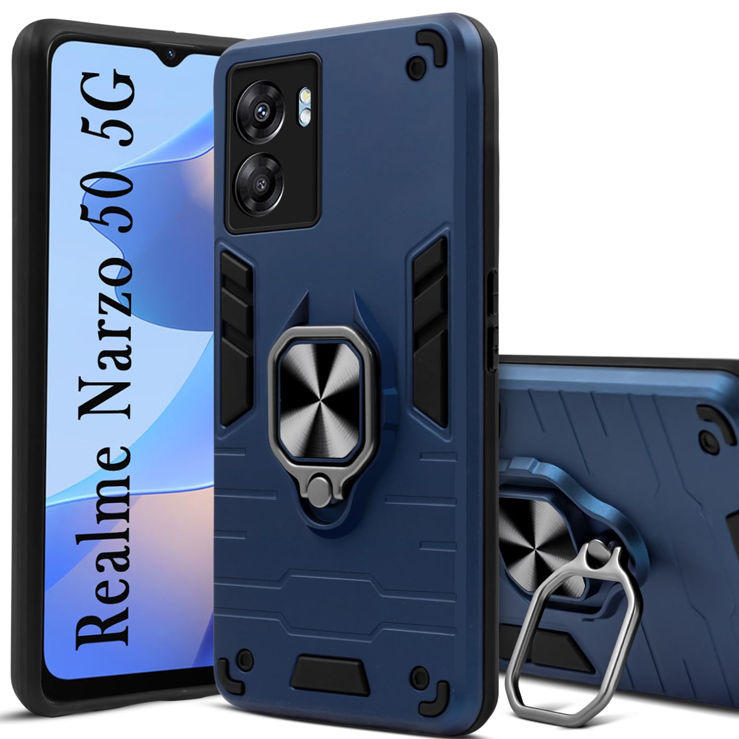 For Realme Narzo 50 5G Back Cover Case (Shockproof Dual Hybrid Armor)