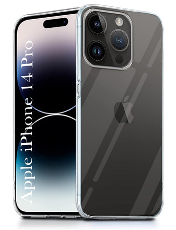 For Apple iPhone 14 Pro Back Cover (Silicone Clear Shockproof Case with Camera Protection | Soft and Flexible | Transparent)
