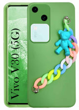For Vivo V30 5G Back Cover Girls Case with Bracelet (Wrist Hanging Chain | Teddy Toy Cartoon)