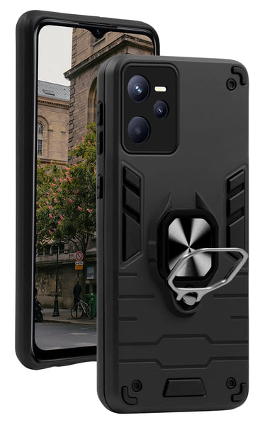 For Realme C35 Back Cover Case (Dual Layer Hybrid Armor | Ring Holder & Kickstand in-Built | 360 Degree Shockproof)