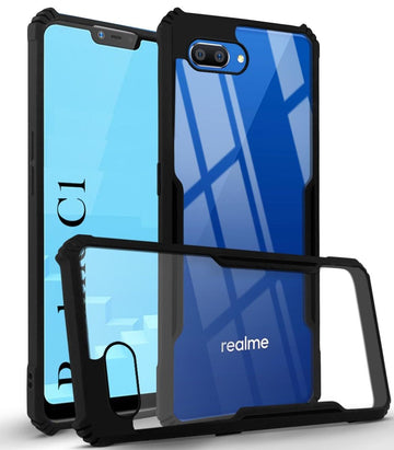 For Realme C1 Back Cover Case (Shockproof with Polycarbonate Clear Panel)