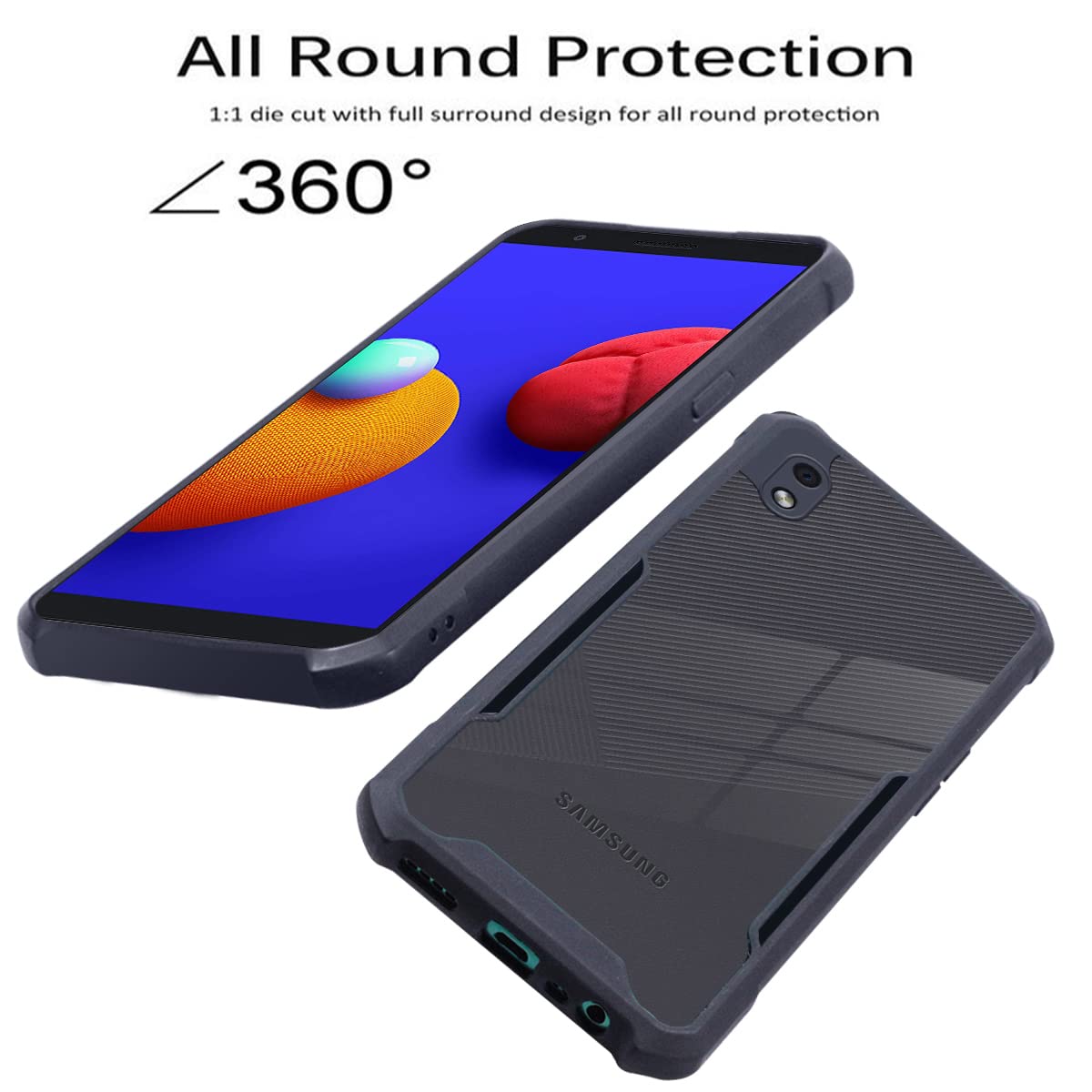 For Samsung Galaxy A3 Core Back Cover Case (Crystal Glass Back | Camera Protection| Professional Red)