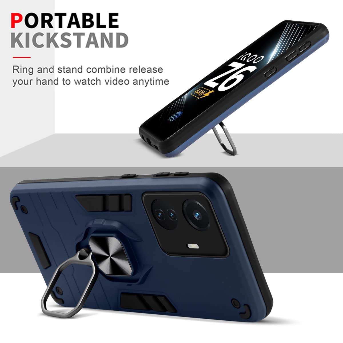 For Vivo IQOO Z6 44W Back Cover Case (Shockproof Polycarbonate Dual Layer Hybrid Armor)