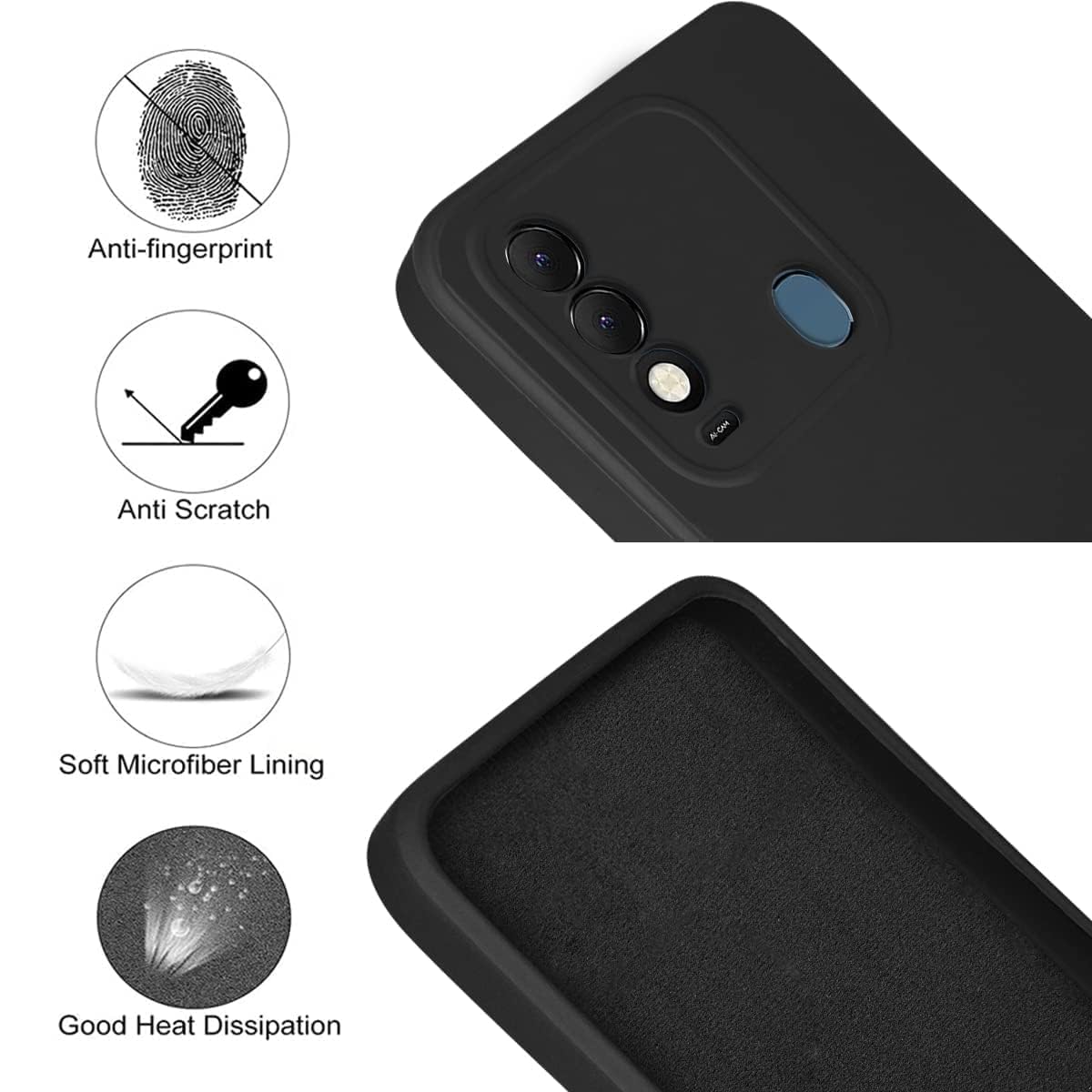 For Tecno Spark 8 Back Cover Case (Matte Finish Silicone with Inside Fiber Cloth) (Copy)