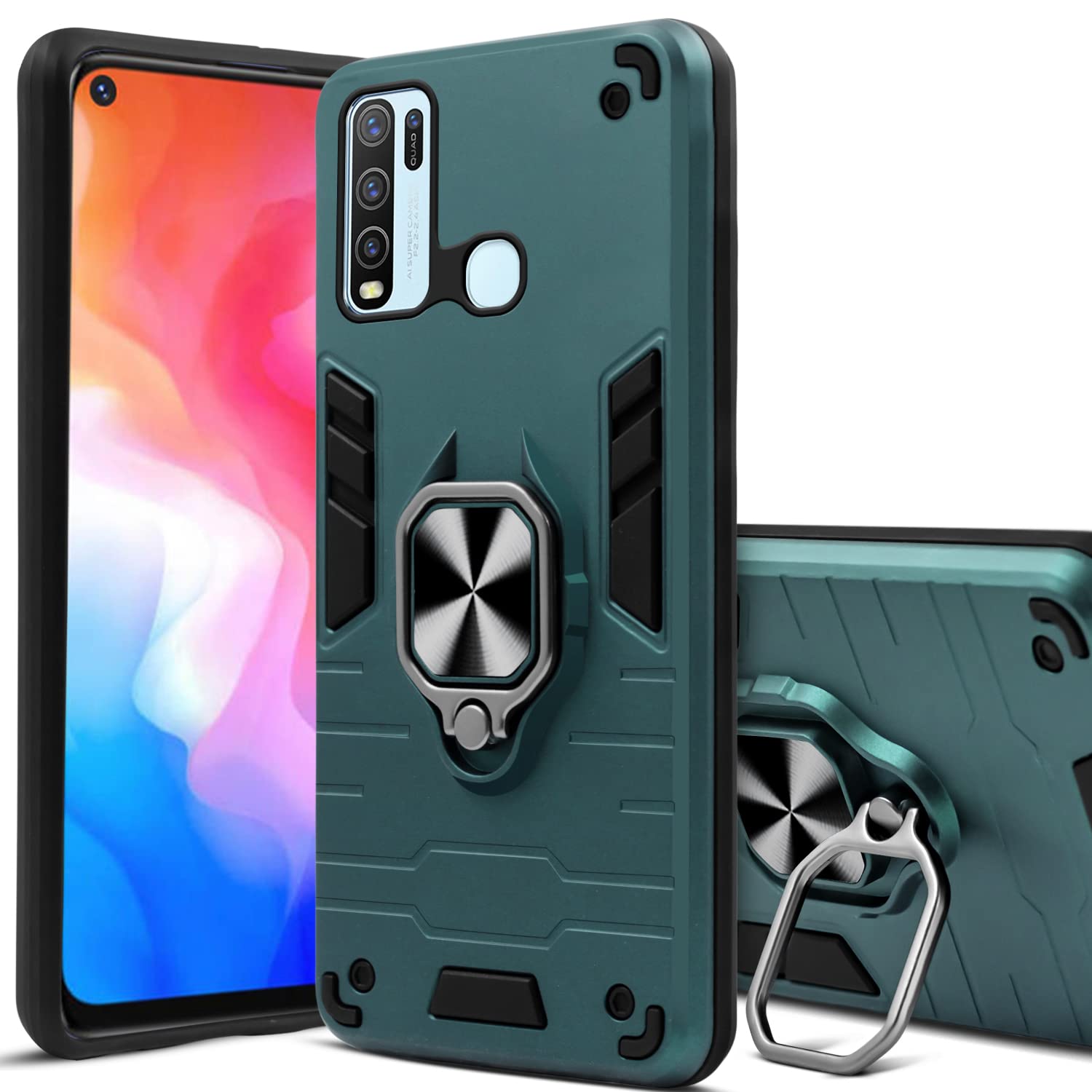 For Vivo Y30 Back Cover Case (Shockproof Polycarbonate Dual Layer Hybrid Armor)