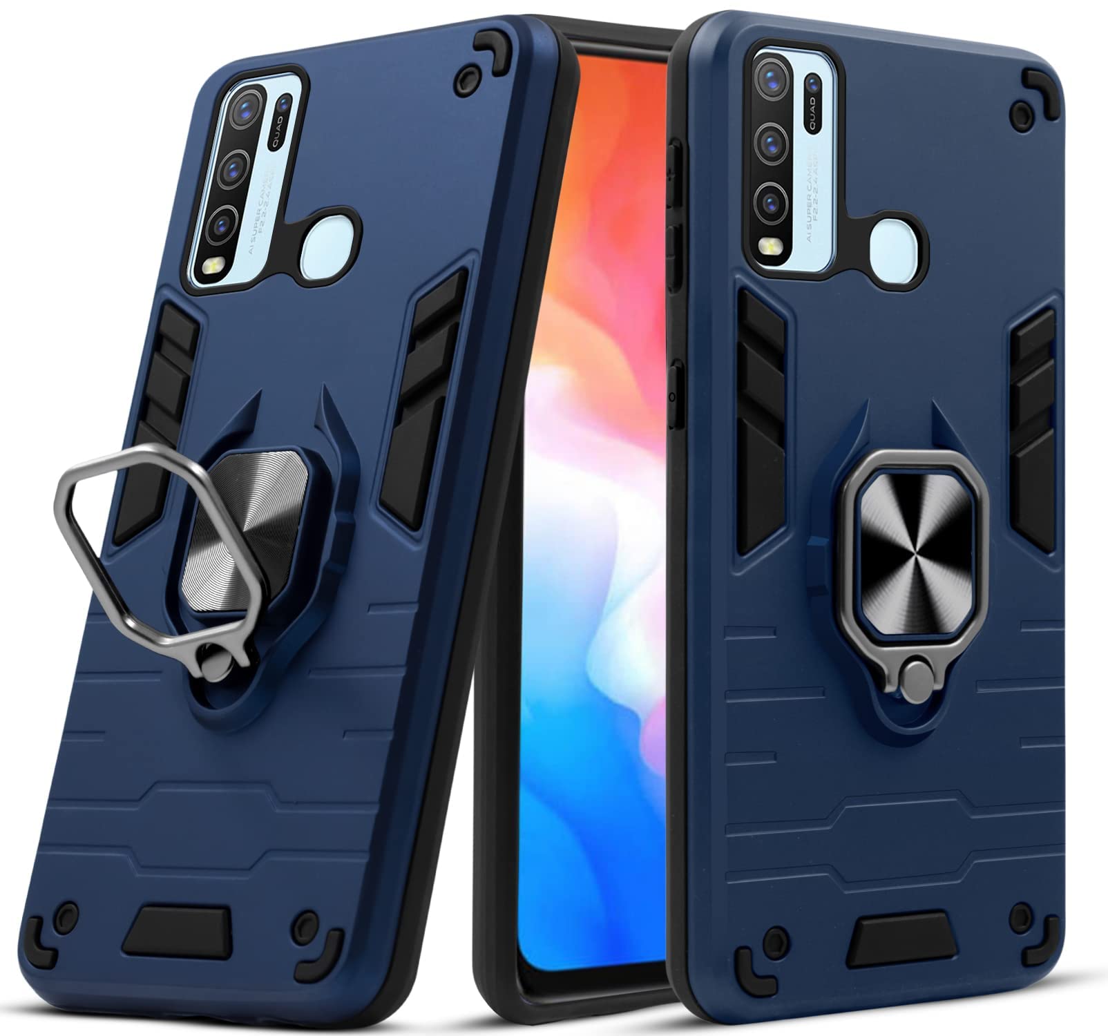 For Vivo Y30 Back Cover Case (Shockproof Polycarbonate Dual Layer Hybrid Armor)