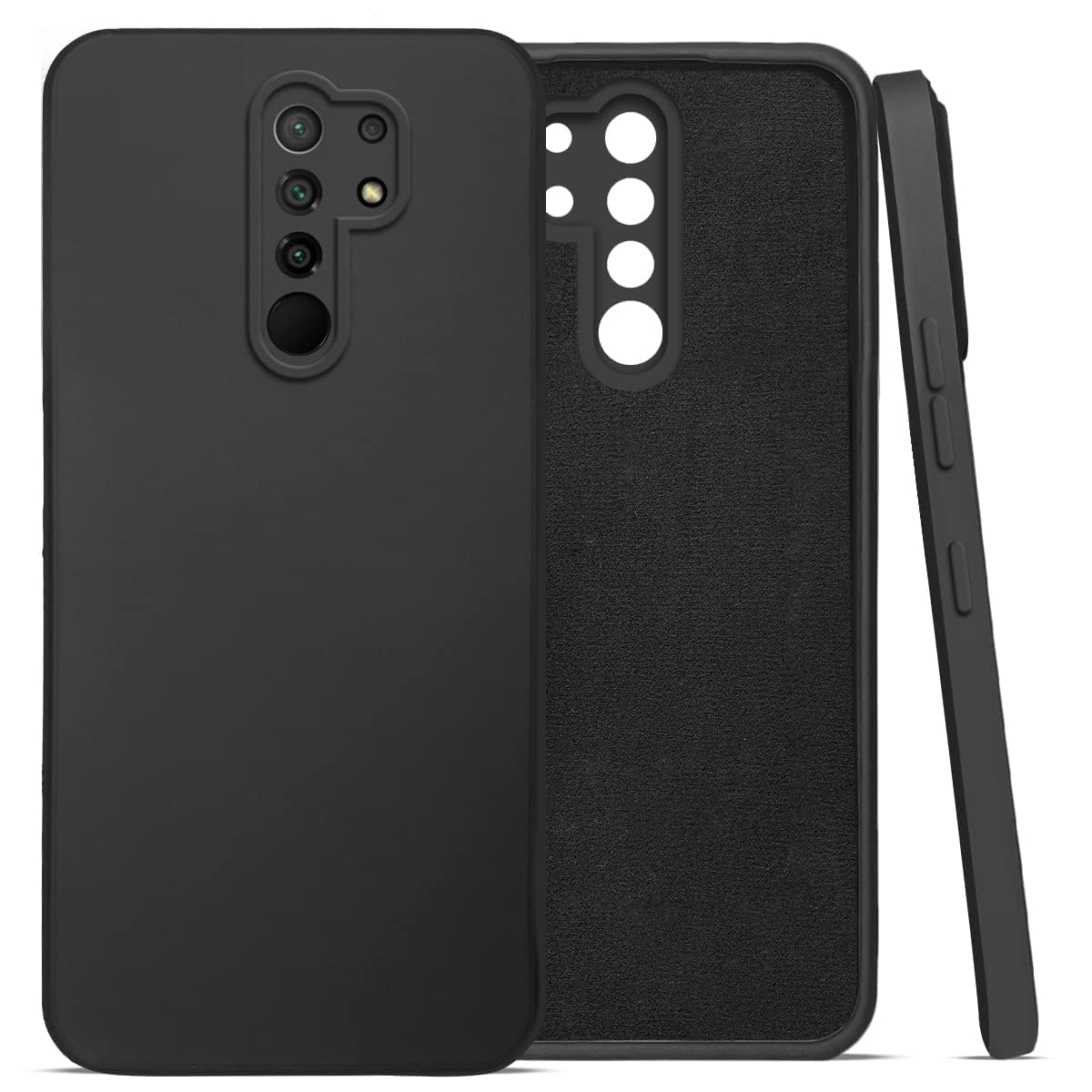 For Poco M2 Back Cover Case (Matte Finish Silicone with Fiber Cloth)
