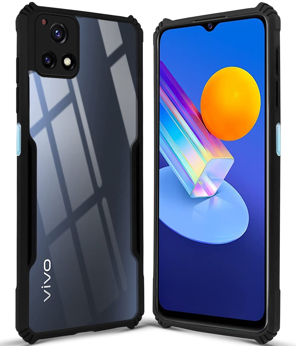 For Vivo Y72 5G Back Cover Case (Shockproof with Polycarbonate Clear Panel)