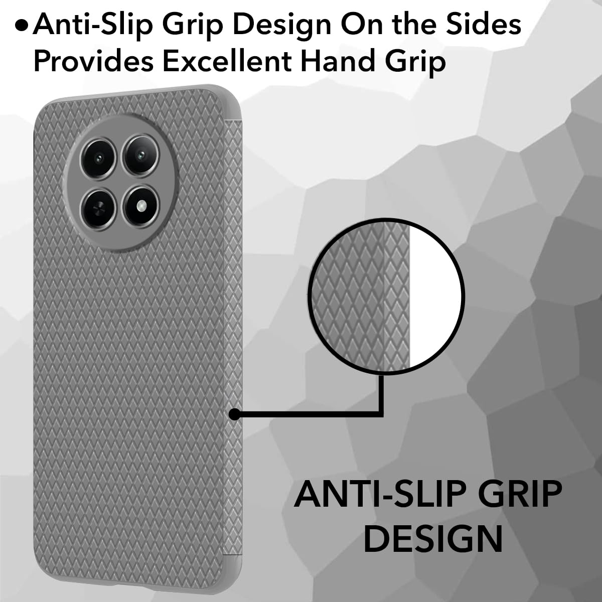 For Realme 12 | Realme 12X Back Cover Case (Liquid Silicone | Side Grip | Camera Protection)