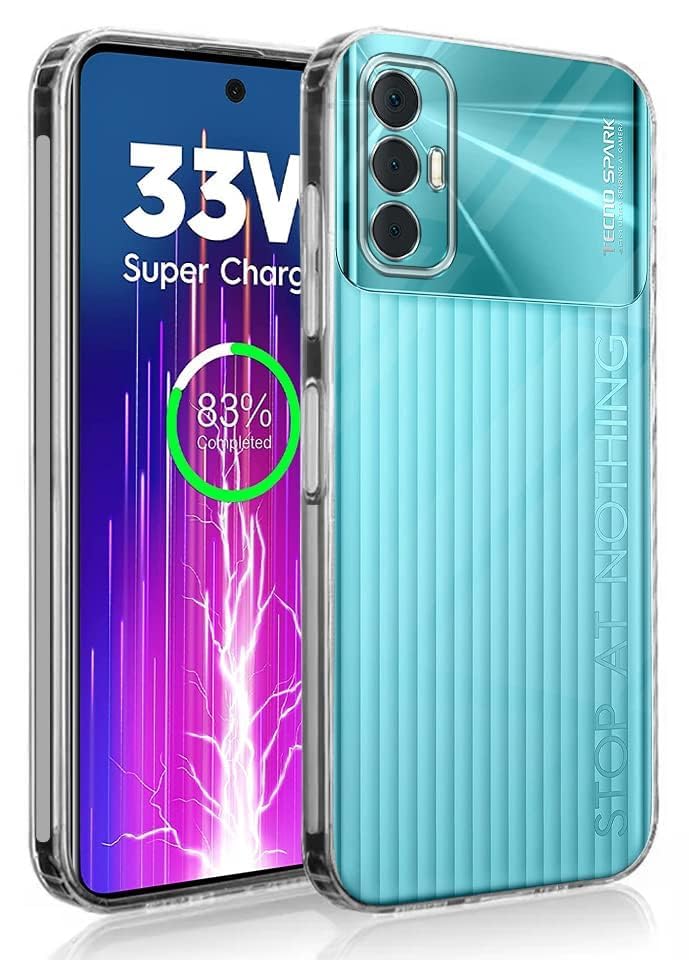 For Tecno Spark 8 Pro Back Cover (Silicone Clear Case with Camera Protection | Soft and Flexible | Transparent)