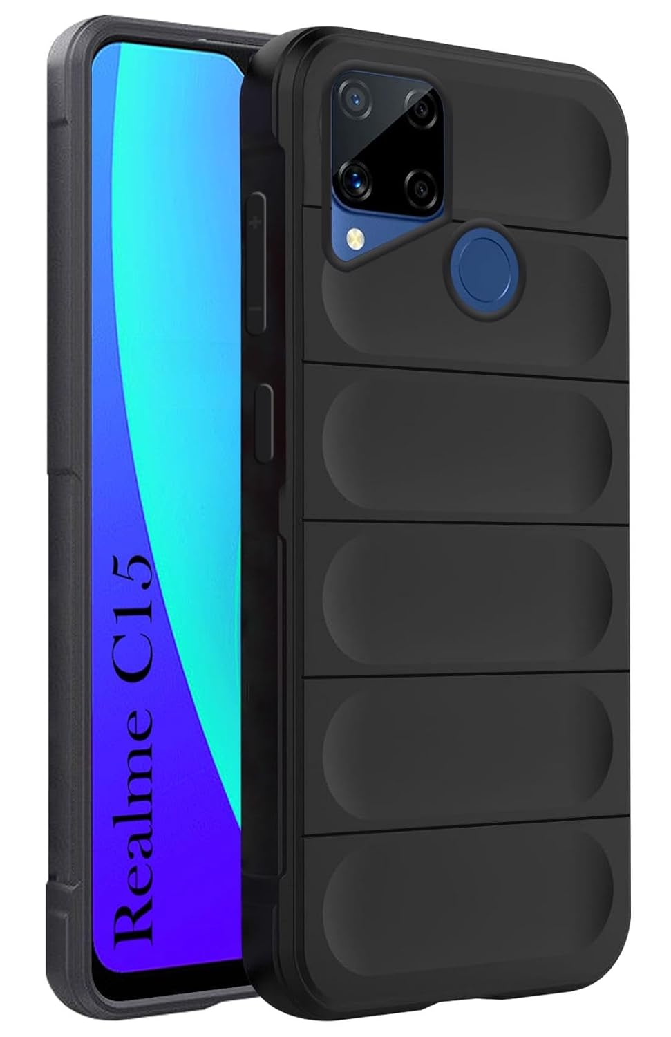 For Realme C15 Back Case Cover (Matte Liquid Silicone Micro