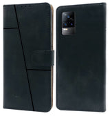 For Vivo V21e 4G Flip Cover Case (Stitched Leather Finish | Magnetic Closure | Inner TPU | Foldable Stand | Wallet Card Slots)
