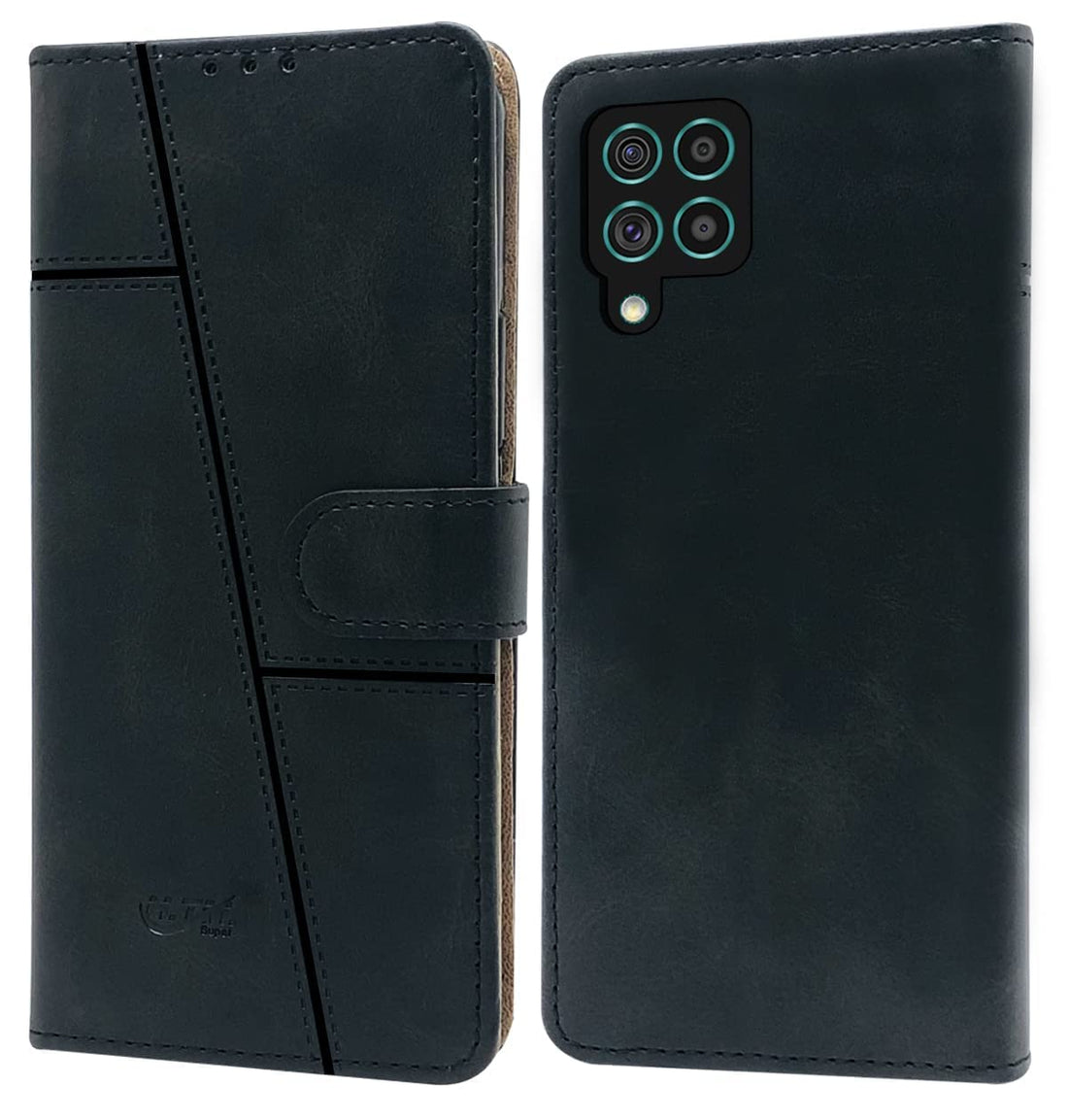For Samsung Galaxy M62 Flip Cover Case (Stitched Leather Finish | Inner TPU | Foldable Stand | Wallet Card Slots)