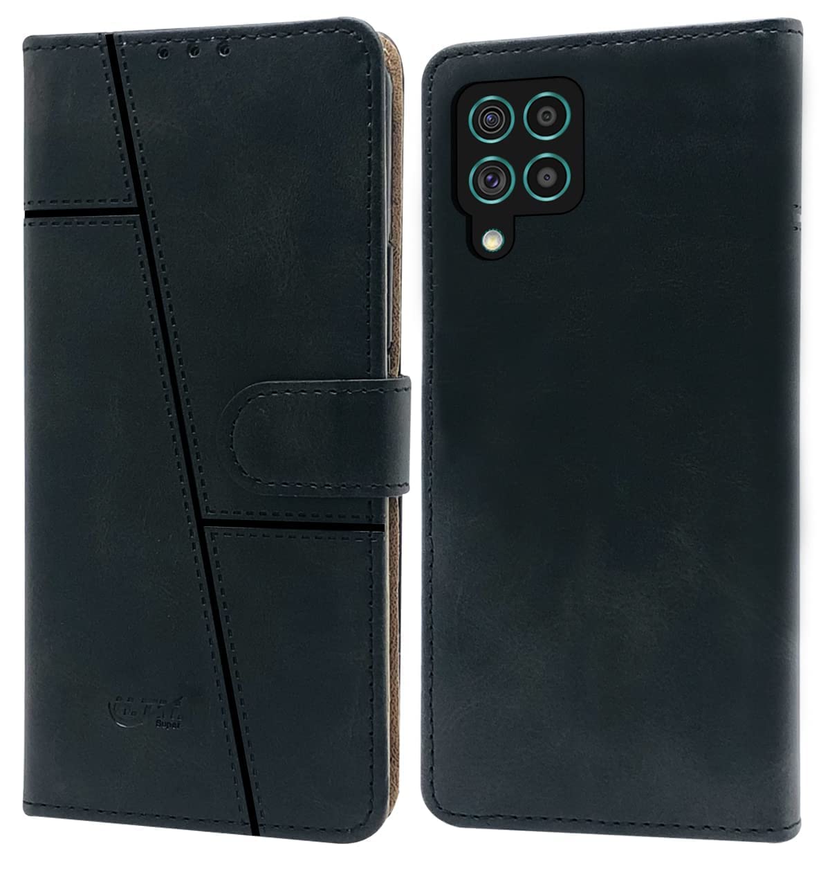 For Samsung Galaxy M62 Flip Cover Case (Stitched Leather Finish | Inner TPU | Foldable Stand | Wallet Card Slots)