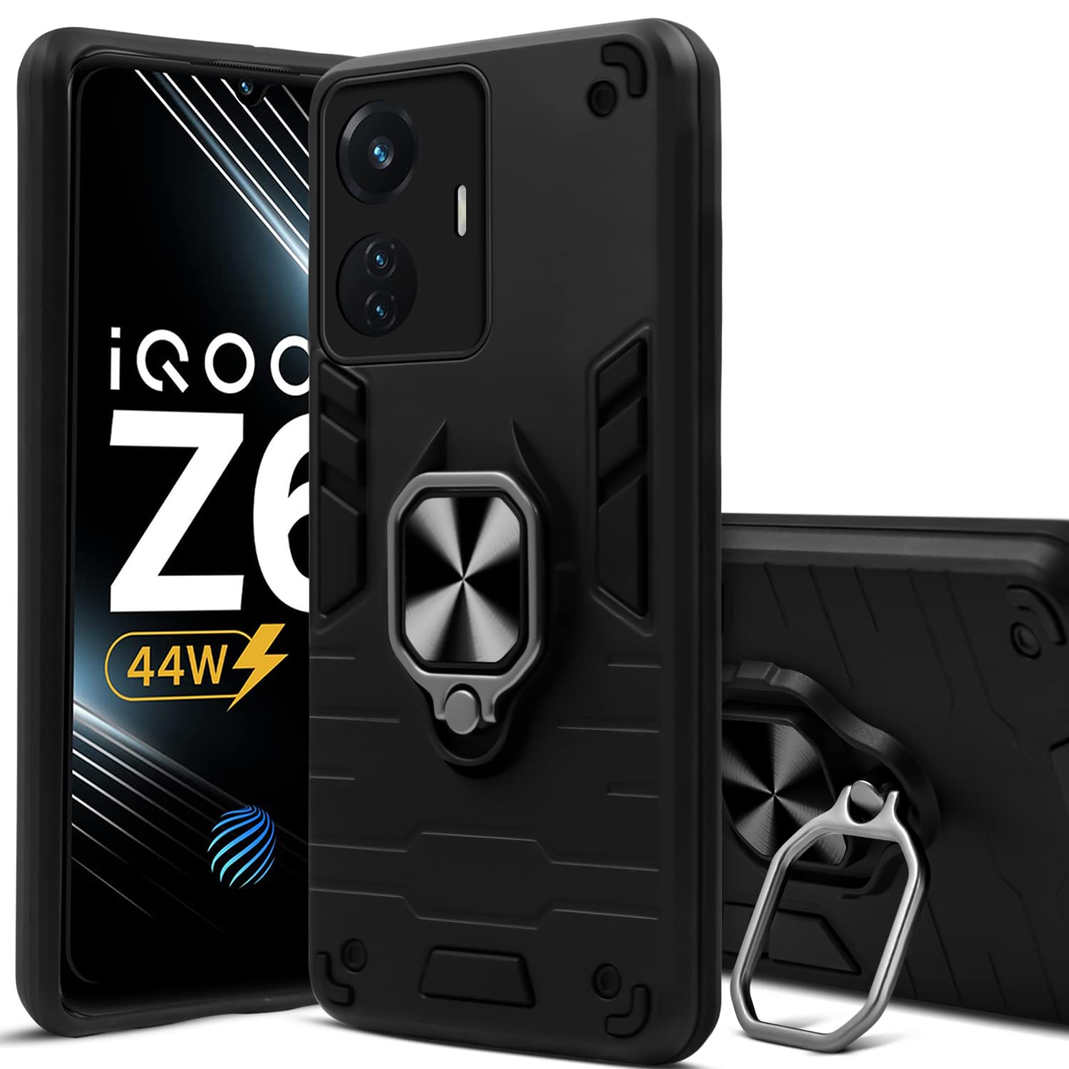 For Vivo IQOO Z6 44W Back Cover Case (Shockproof Polycarbonate Dual Layer Hybrid Armor)