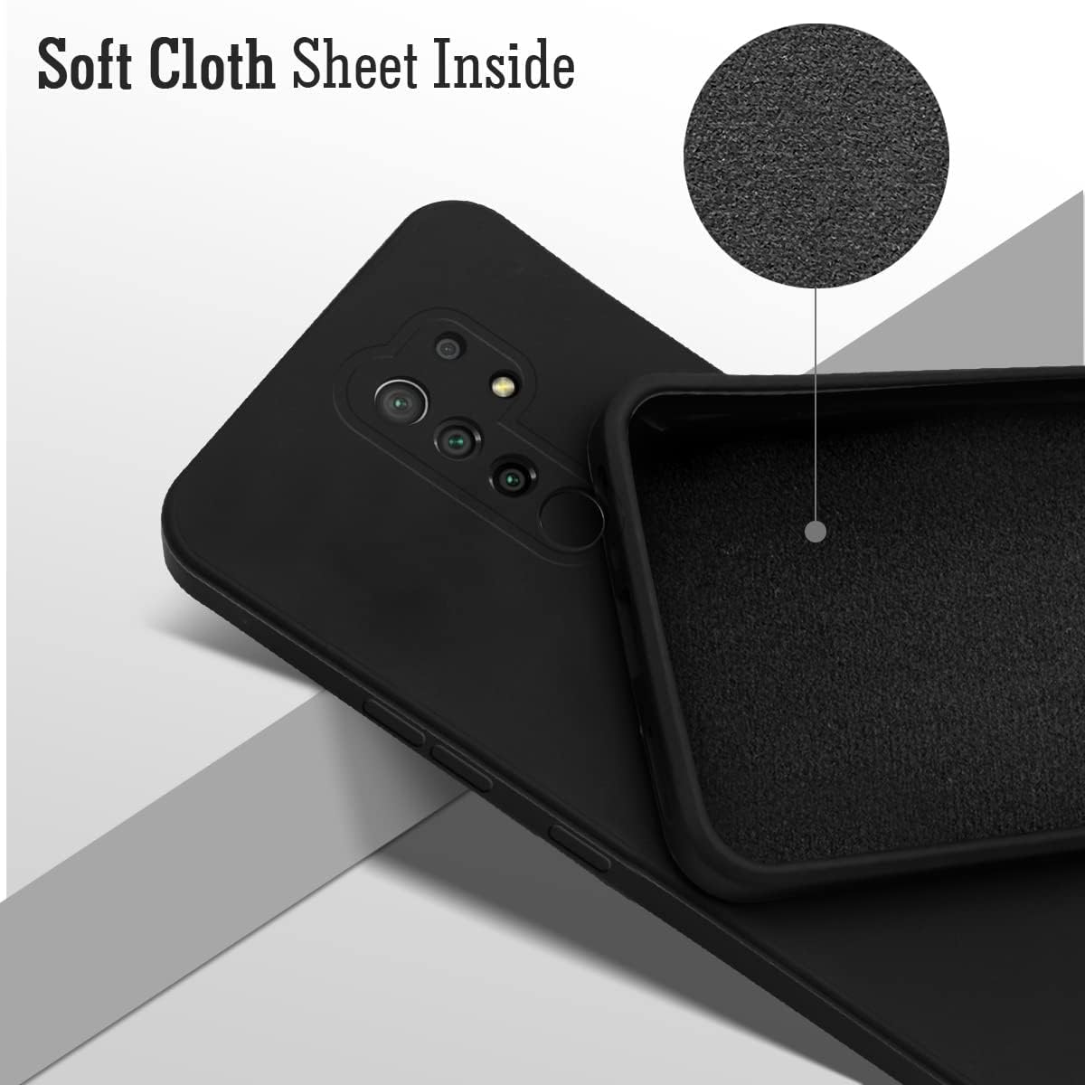 For Poco M2 Back Cover Case (Matte Finish Silicone with Fiber Cloth)