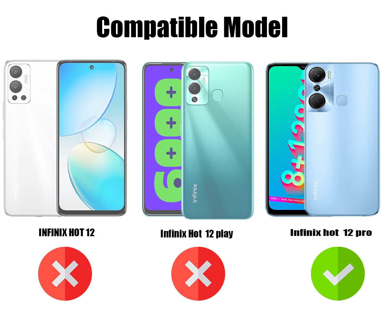 For Infinix Hot 12 Pro Back Cover Case (Shockproof with Polycarbonate Clear Panel | Professional Black)