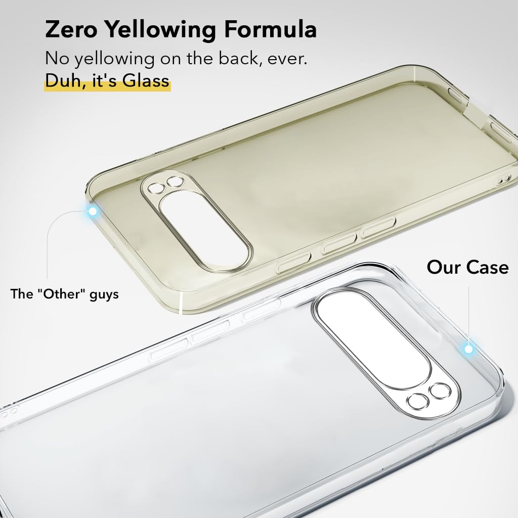 For Google Pixel 9 Pro Back Cover Case Lifetime Anti-Yellow Clear (Sleek Hard Crystal | Shockproof and Camera Protection)